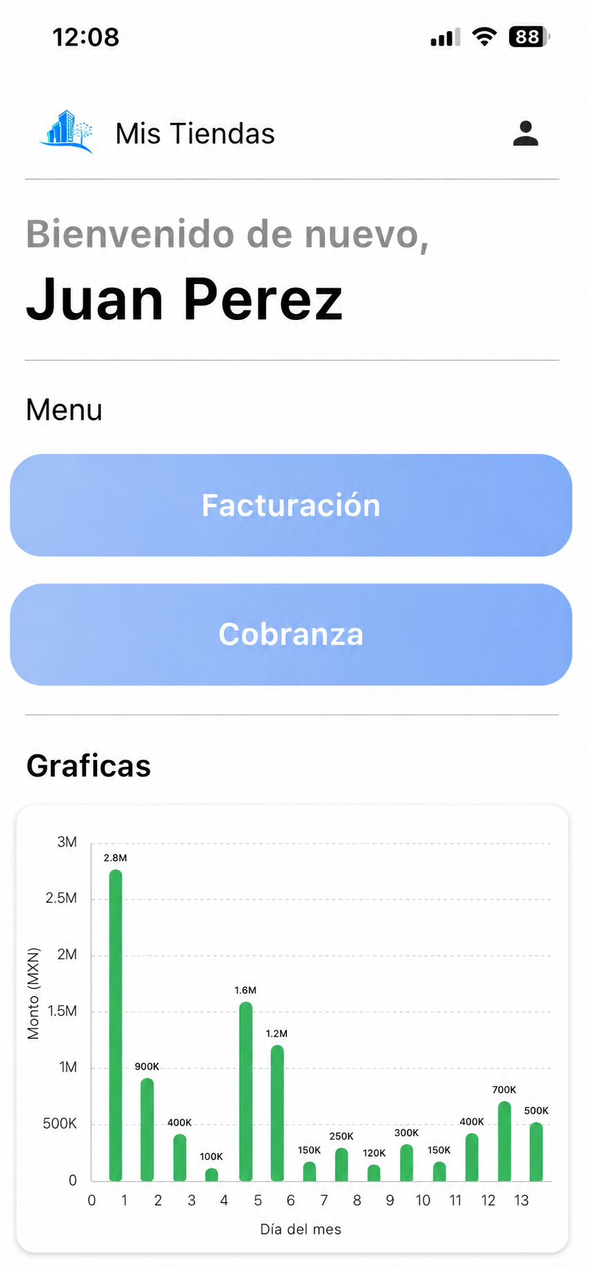 Pantalla de app directiva