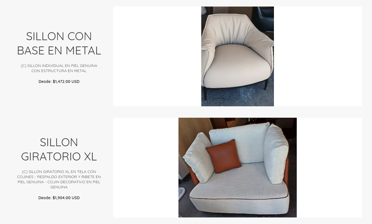 Catálogo privado de muebles
