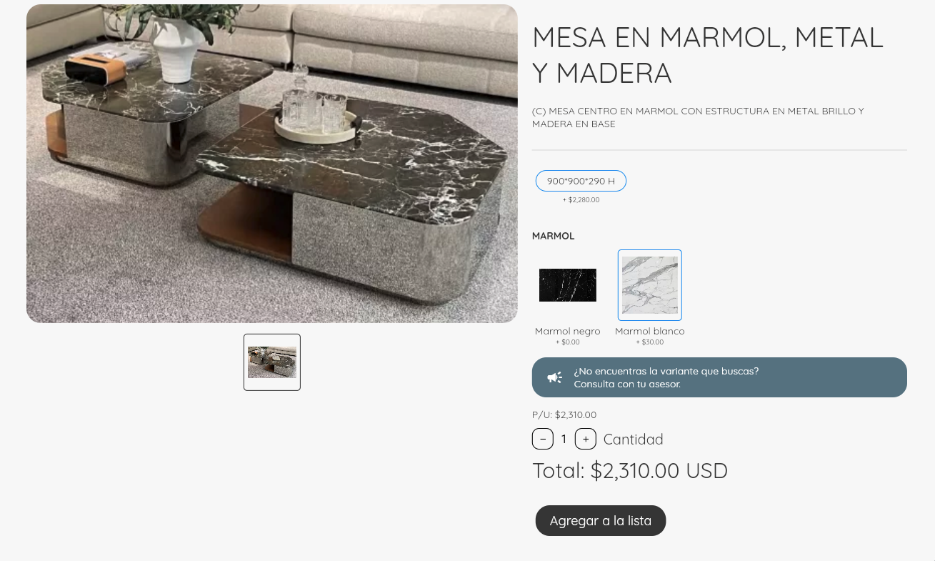 Catálogo privado de muebles